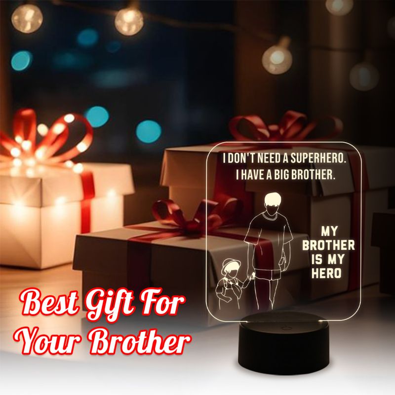 My Brother is My Hero Led Night Lamp Best Gift for Bhai | World Best Brother Gift